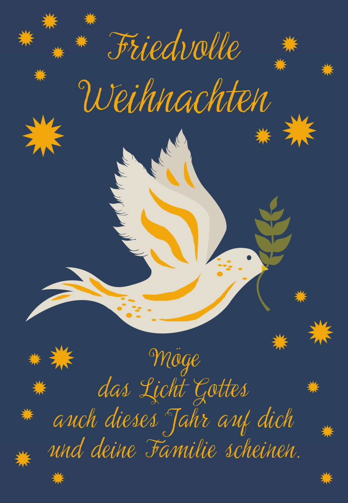 Weihnachten - Friedenstaube, Ölzweig, Sterne