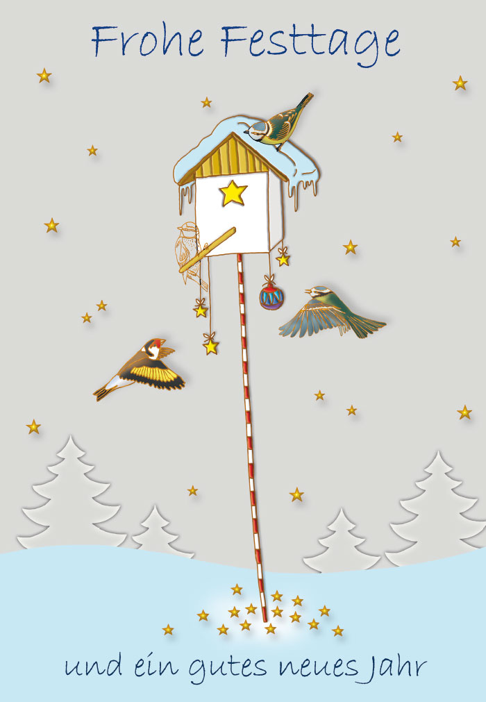 Weihnachten - weihnachtliches Vogelhäuschen, gemalt