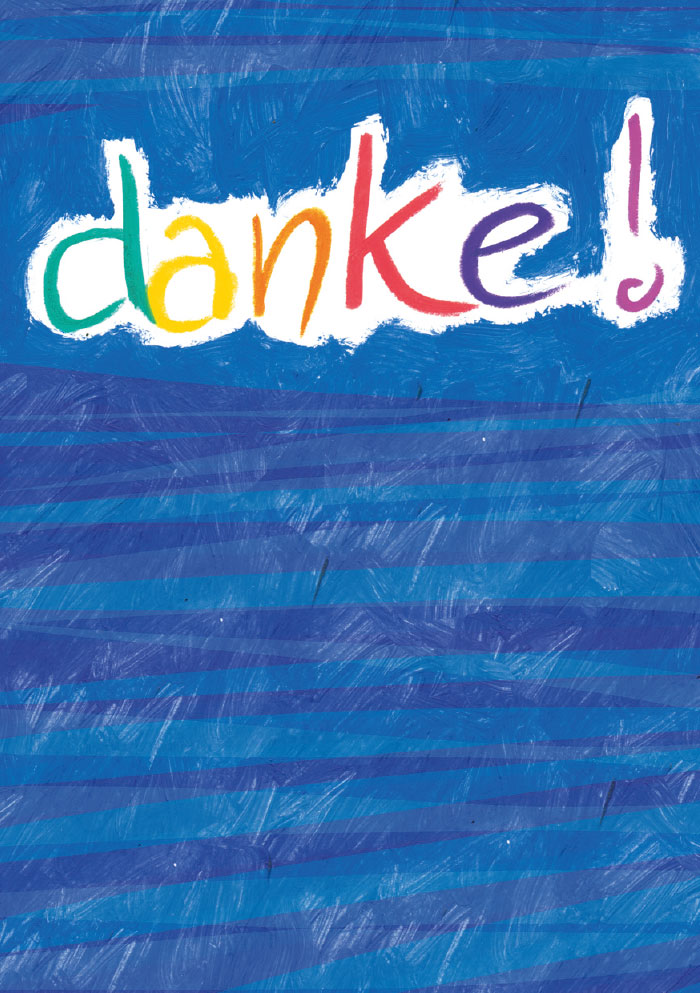 Kleine Kartengrüße - Danke in Regenbogenfarben
