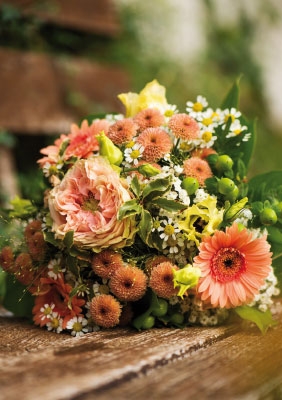 Kleine Kartengrüße - Blumenstrauß mit Gerbera