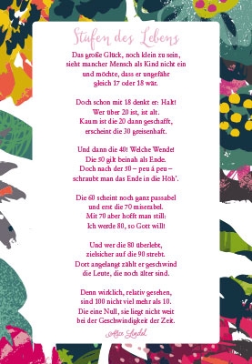 Geburtstag - Handlettering, bunter Dschungel, Text