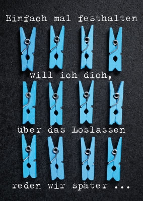 Spruchkarte - blaue W?scheklammern