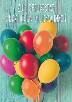 Kleine Kartengrüße - viele bunte Luftballons