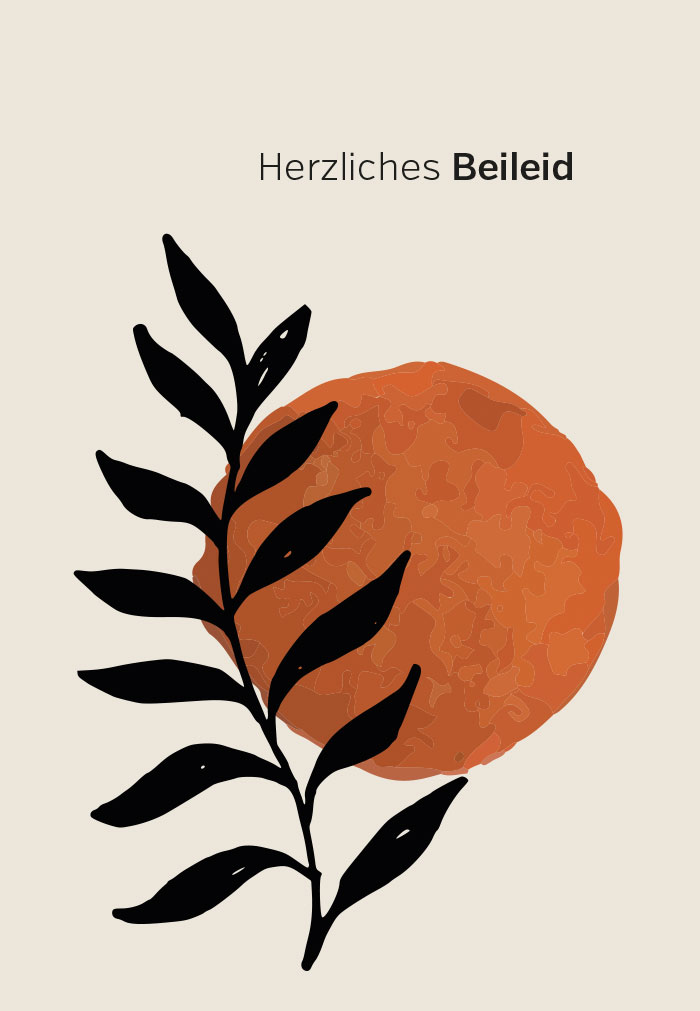 Trauer - Sonne, Ölzweig, Illustration