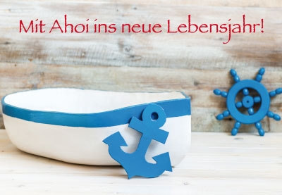 Geburtstag - Schiffchen, Anker, Holz