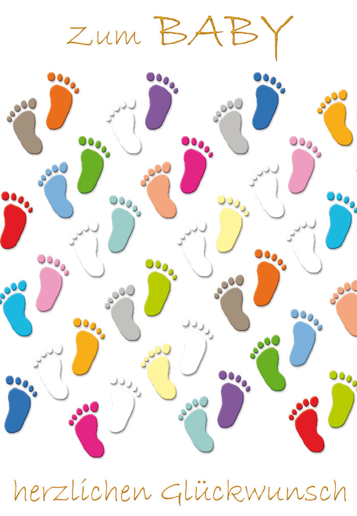 Geburt - bunte Babyfußabdrücke, Illustration
