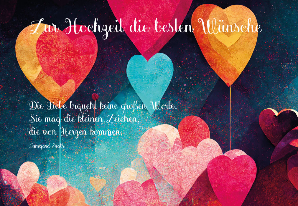 Hochzeit - Papierherzen in unterschiedlichen Farben