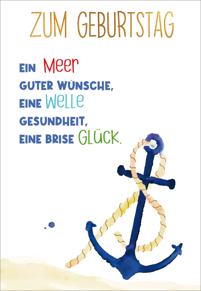 Geburtstag - gemalter, blauer Anker