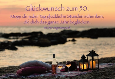 Zahlengeburtstag - Windlichter, Wein, Strand