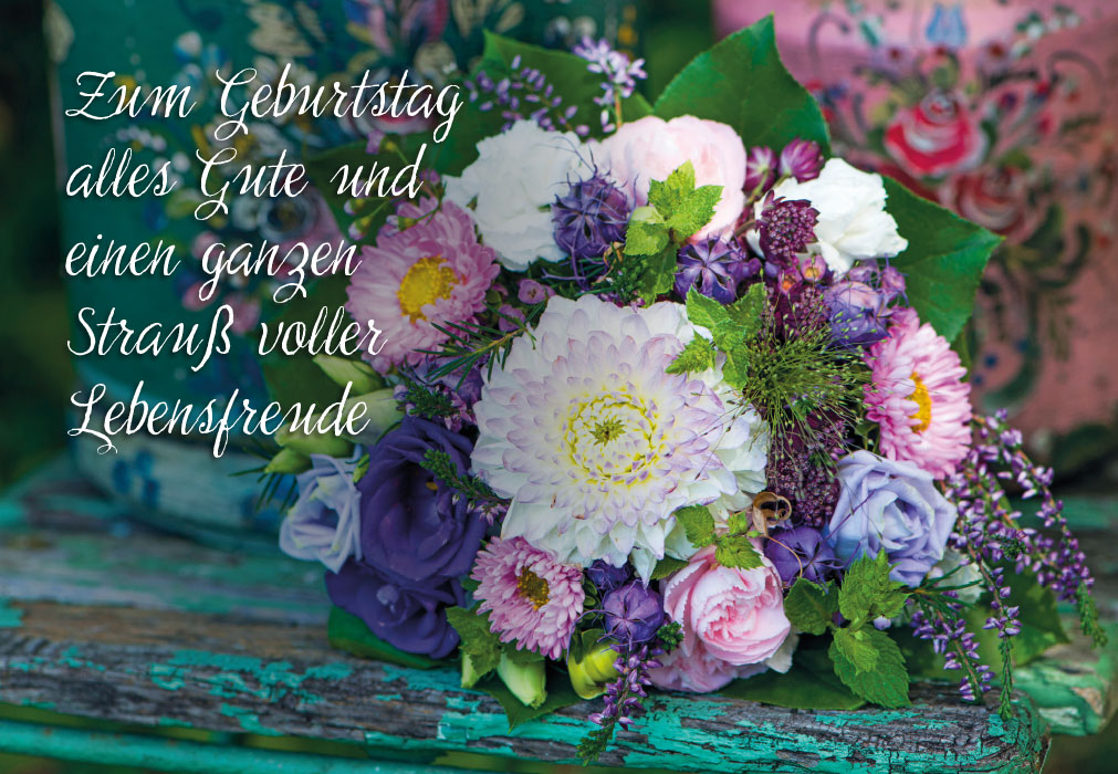 Geburtstag - weiß, lila, blau, rosa Blumenstrauß