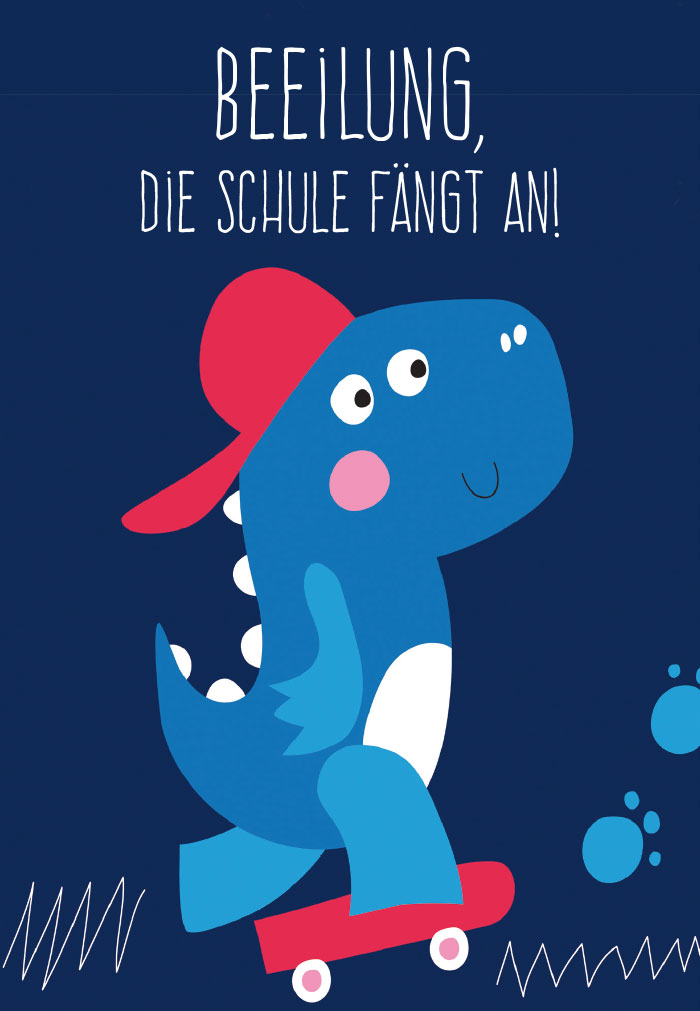 Schulanfang - blauer Dino