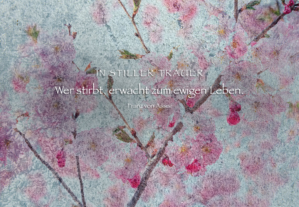 Trauer - gemalte, geeiste Kirschenblüten