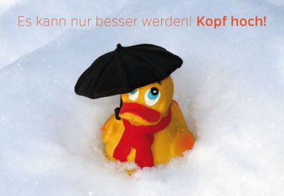 Gute Laune für jede Gelegenheit - Quietscheentchen mit Regenschirm
